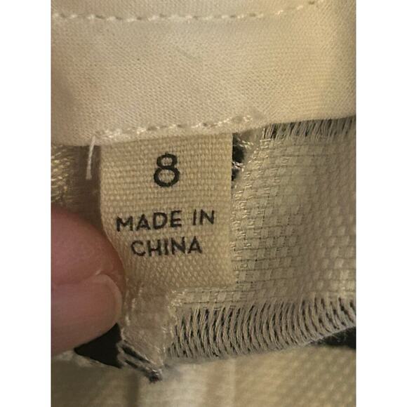 J Brand Caldwell linen blend black striped wide leg high rise crop pants size 8 - Picture 5 of 7